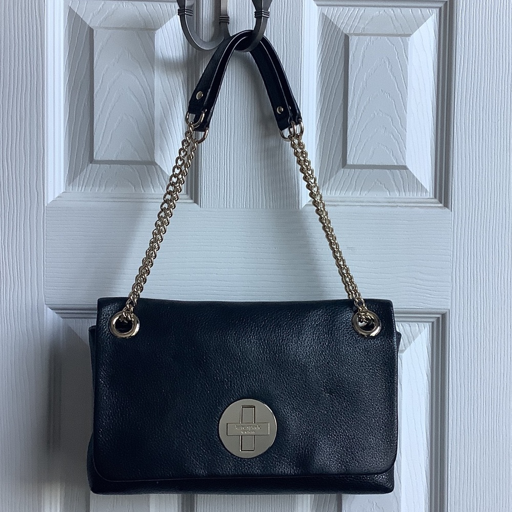 Kate Spade Black Shoulder Bag with Gold Accents